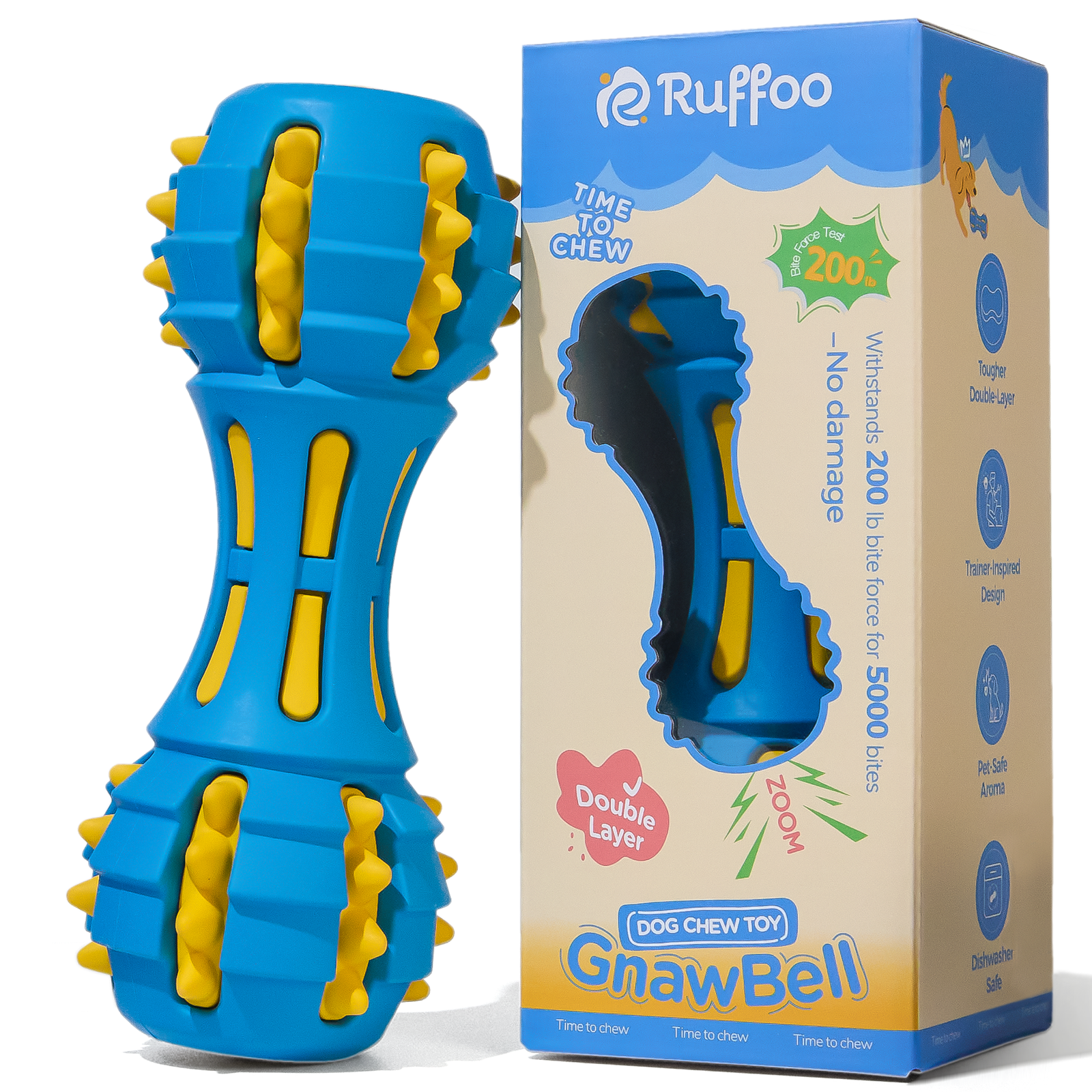 GnawBell Dog Chew Toy (Blue)